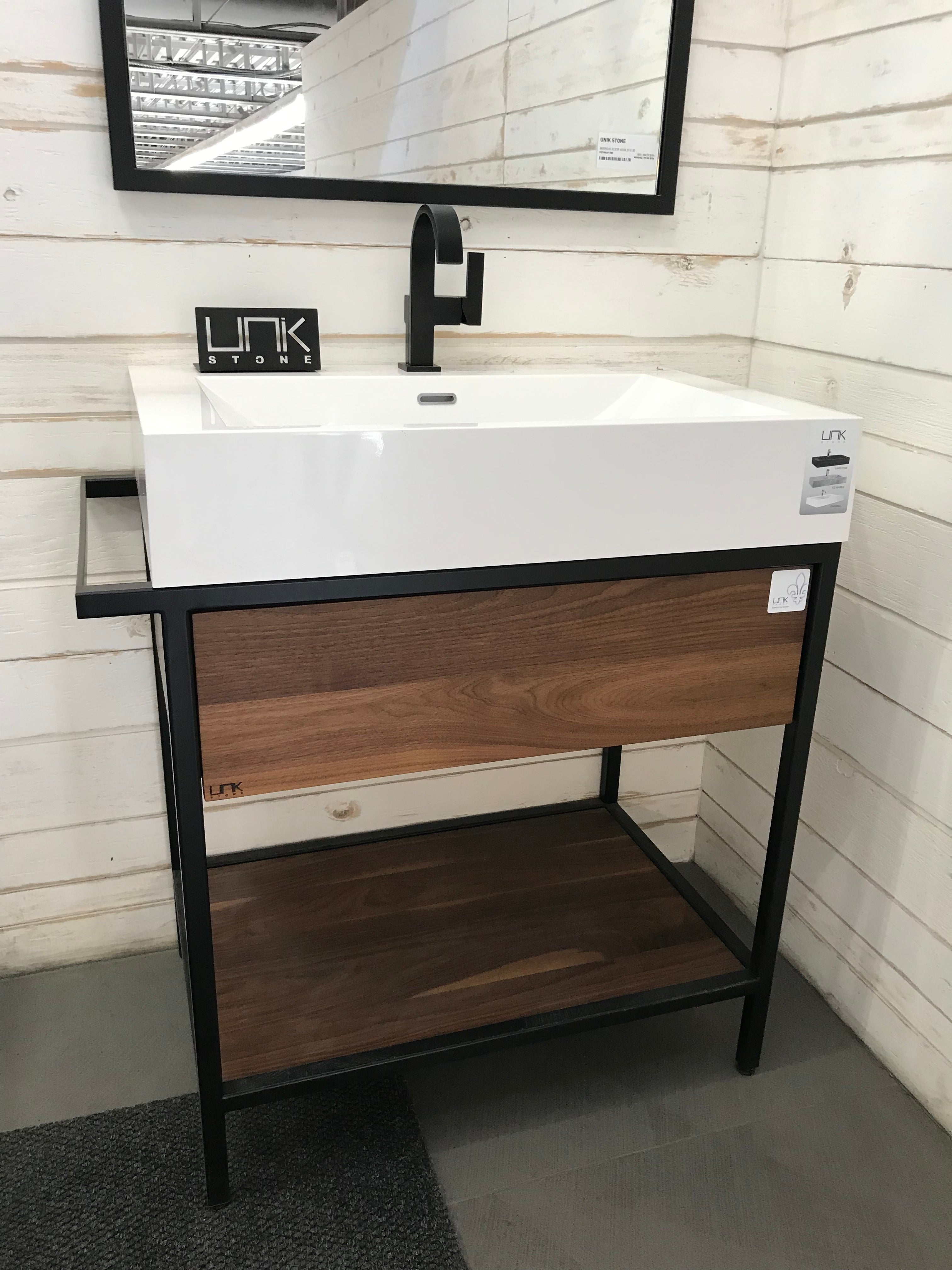 Solid Wood Bathroom Vanity / Console | Drawer & Shelf | Composite Sink | VNG-TOP 36