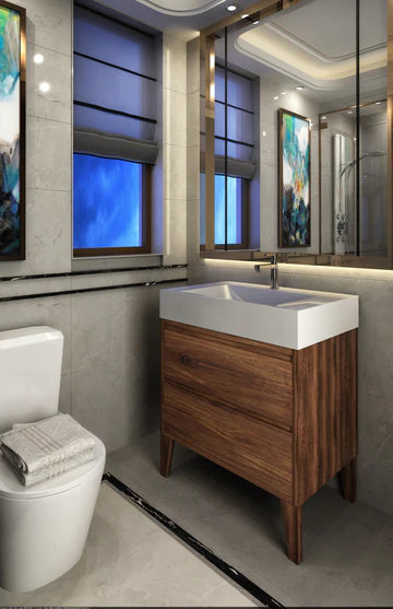 Solid Wood Bathroom Vanity | Drawers | Composite Sink | VNG 30