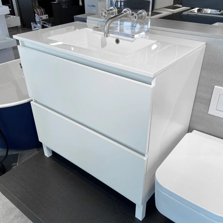 White Bathroom Vanity | Slim Composite Sink | VEL 36