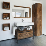 Vanité/console de salle de bain en bois massif | Tiroir | Évier | Personnalisable | VNG-BTM