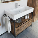 Vanité/console de salle de bain en bois massif | Évier composite | VNG-BTM 36"