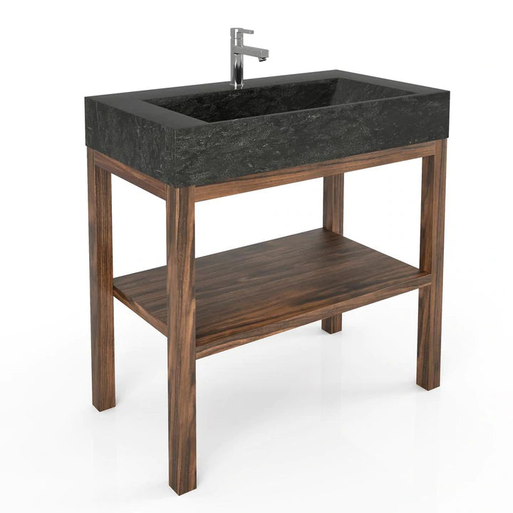 Solid Wood Bathroom Console | Limestone Sink | VNG-FRM 36