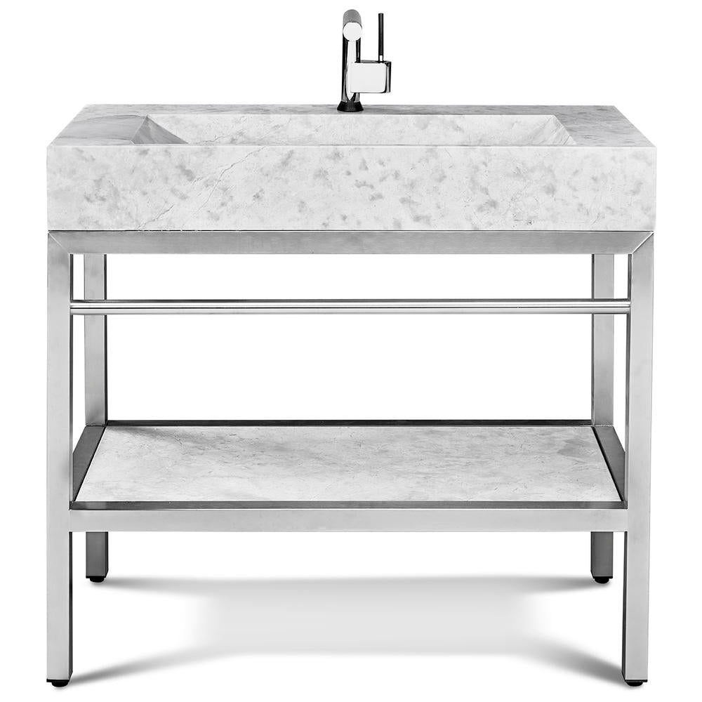 Stainless Steel Bathroom Console | Ice Marble Sink | VMS 36