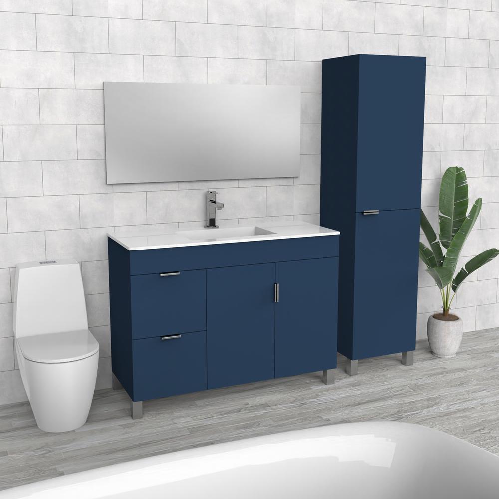 Vanité de salle de bain bleue | Évier composite Endurall | VMA 48