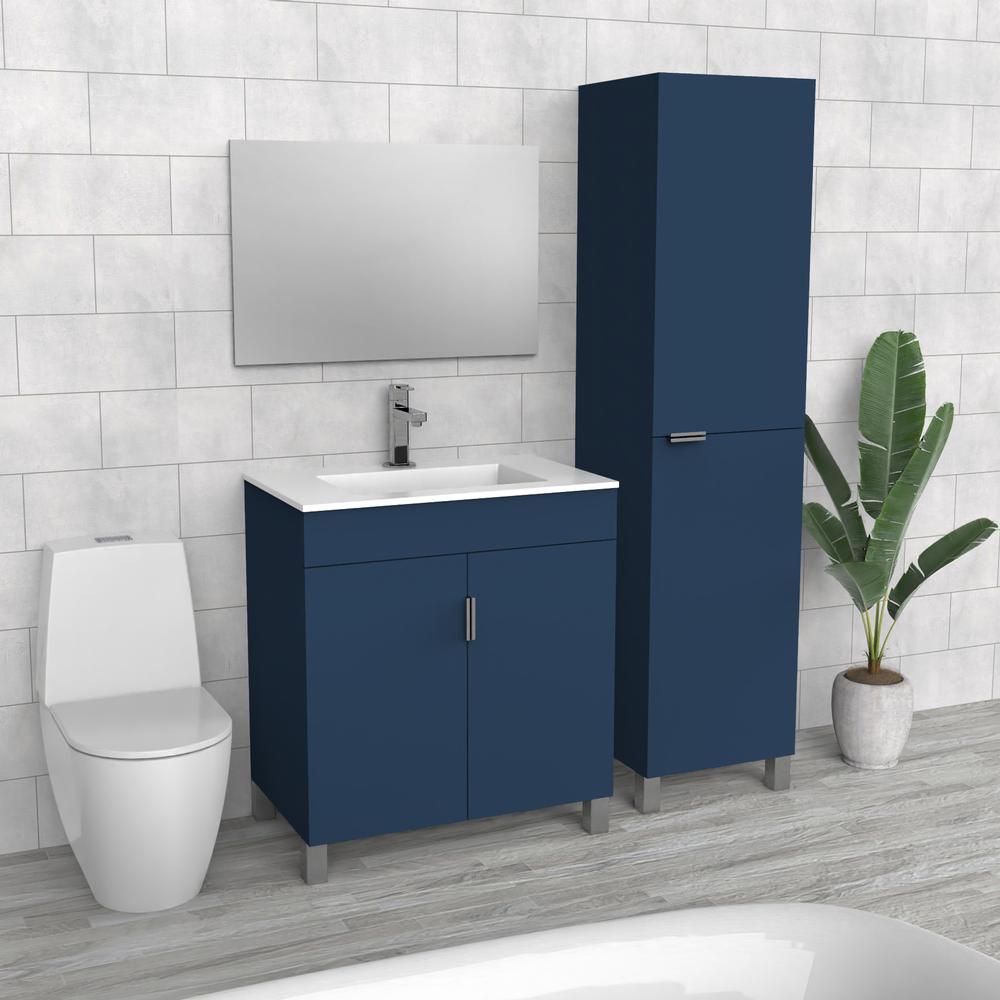 Vanité de salle de bain bleue | Évier composite Endurall | VMA 30