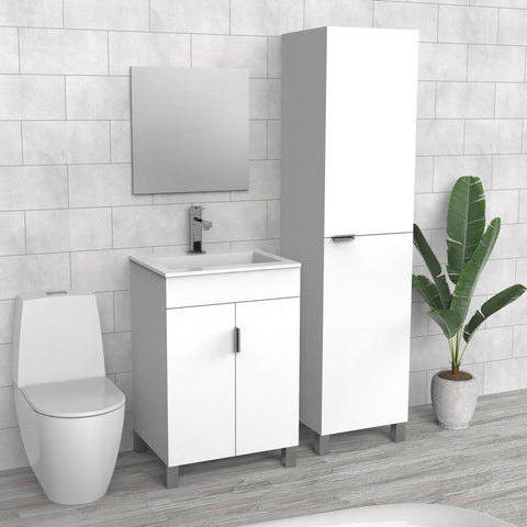 White Freestanding Bathroom Vanity | Doors | Sink | VMA 24"