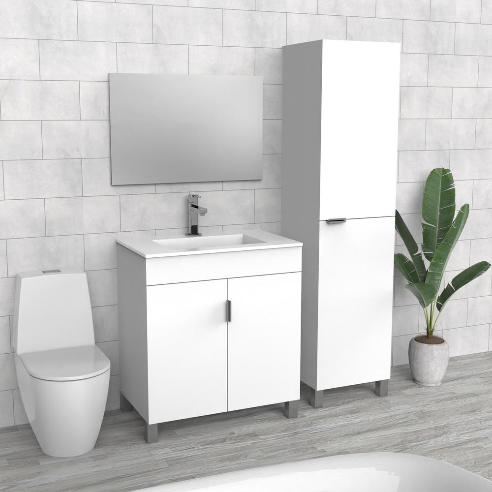White Freestanding Bathroom Vanity | Doors | Sink | VMA 30