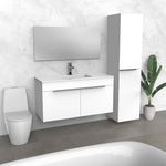 Vanité de salle de bain flottante blanche | Portes | Évier composite | VMO 48"