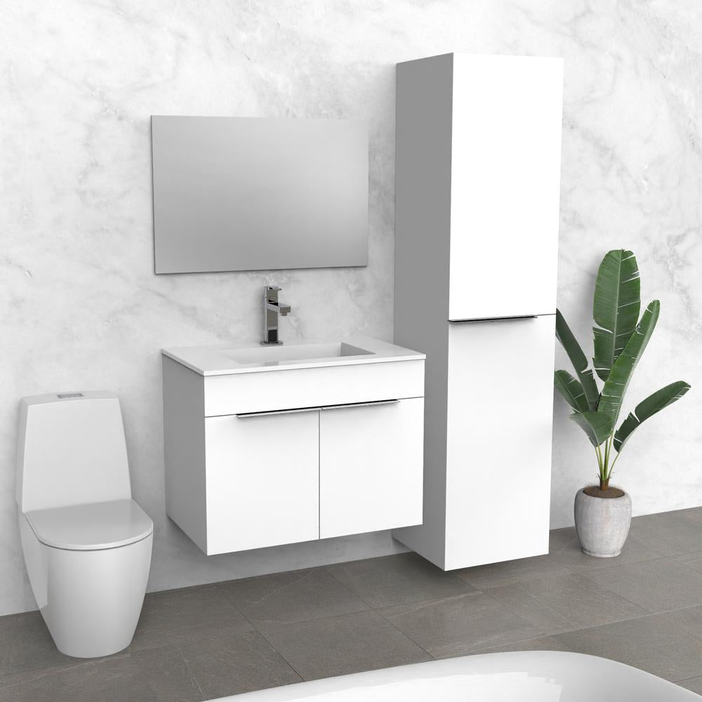 White Floating Bathroom Vanity | Doors | Composite Sink | VMO 30
