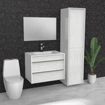 Light Grey Floating Bathroom Vanity | Drawers | Sink | VOU 30"