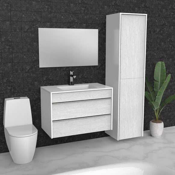Light Grey Floating Bathroom Vanity | Drawers | Sink | VOU 36