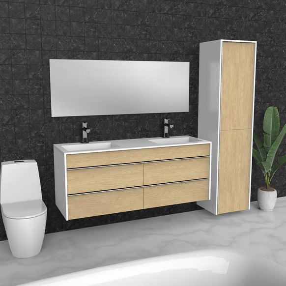 Maple Floating Bathroom Vanity | Drawers | Double Sink | VOU 60