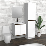 Vanité de salle de bain flottante en bois blanc et foncé | Évier composite | VLO 24"