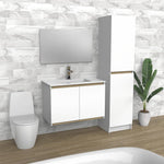 Vanité de salle de bain flottante en bois blanc et clair | Évier | VLO 36"