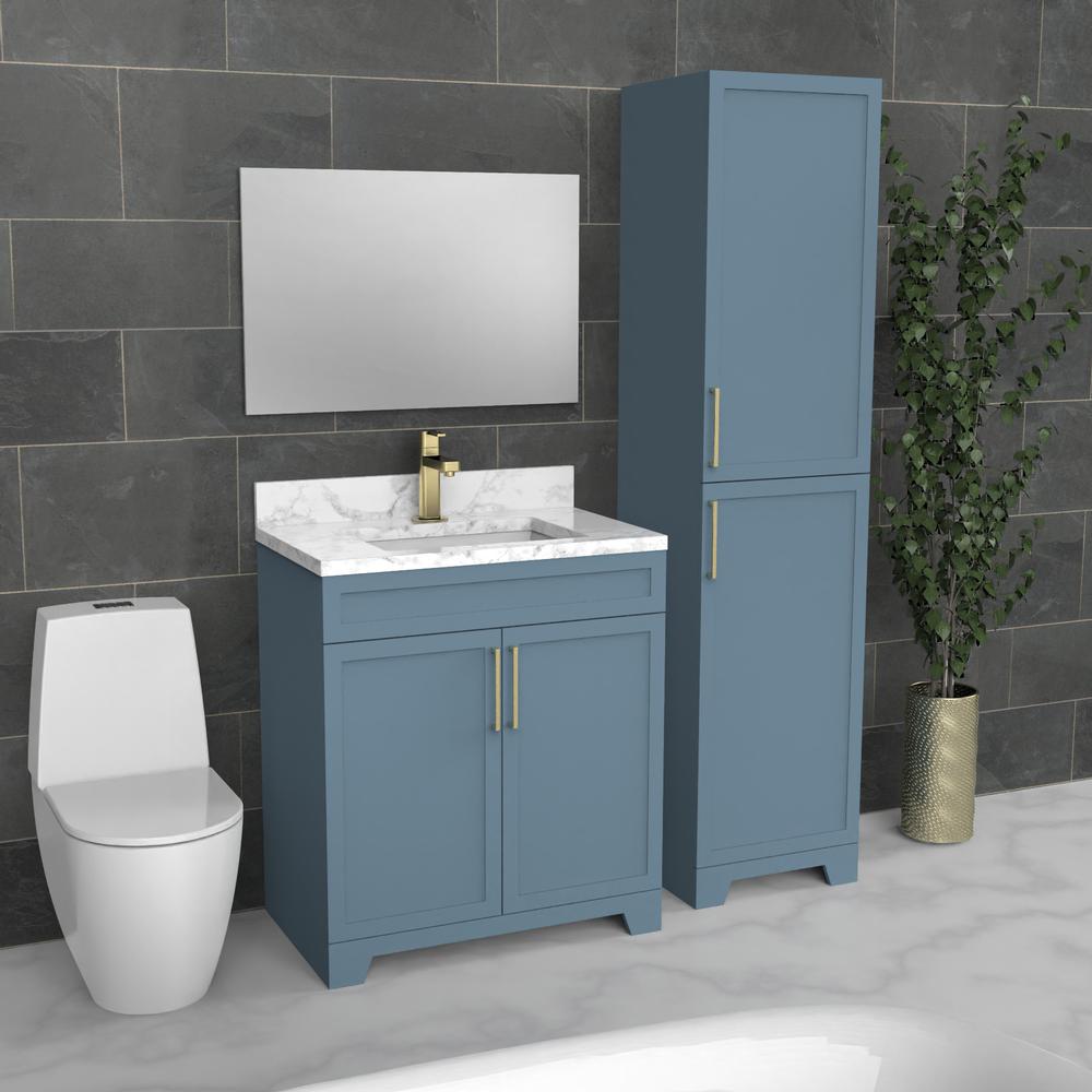 Vanité de salle de bain autoportante de luxe bleu clair | Évier sous plan | VSA 30