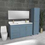 Vanité de salle de bain autoportante de luxe bleu clair | Évier sous plan | VSA 60"