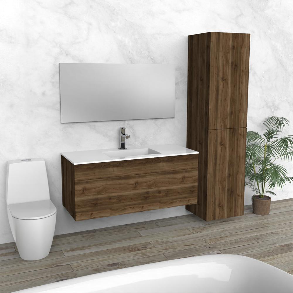 Walnut Floating Bathroom Vanity | Composite Sink | VHU 48
