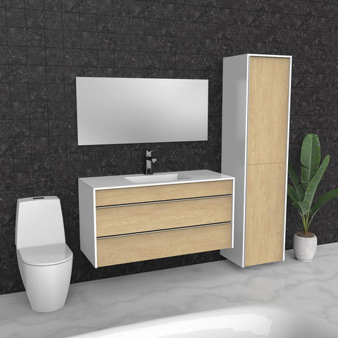 Maple Floating Bathroom Vanity | Drawers | Sink | VOU 48"