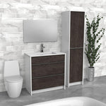 Vanité de salle de bain autoportante en bois foncé | Évier composite | VMI 36"