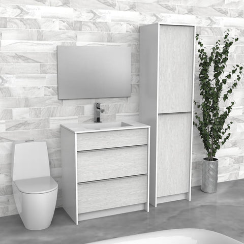 White Freestanding Bathroom Vanity | Composite Sink | VMI 30"