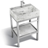 Console de salle de bain en acier inoxydable | Lavabo en marbre glacé | VMS 24"