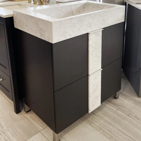 Black & Ice Marble Freestanding Bathroom Vanity | Drawers | VPP 30"