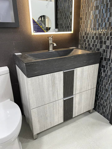 Grey & Limestone Freestanding Bathroom Vanity | Drawers | VPP 36