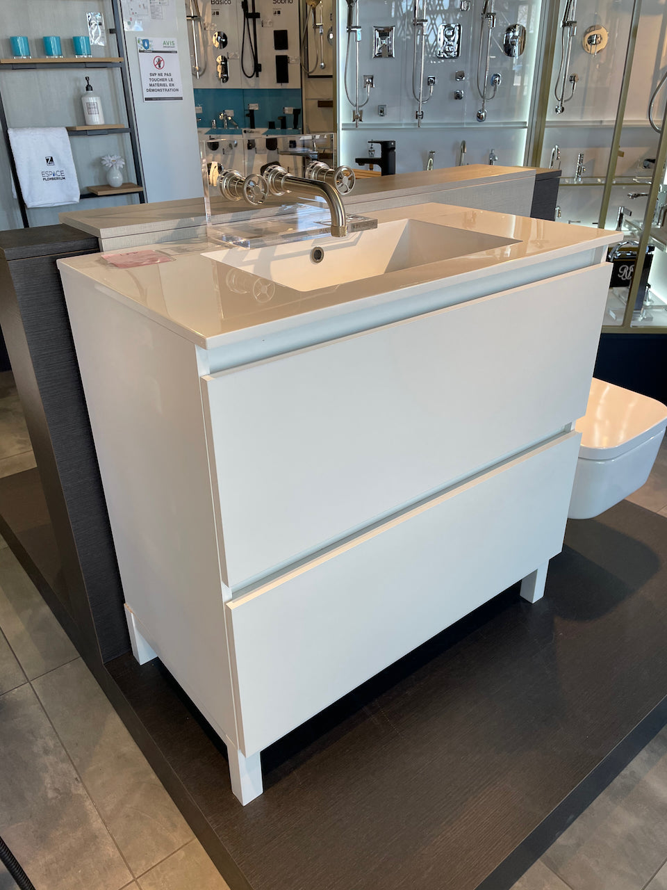 White Bathroom Vanity | Slim Composite Sink | VEL 36