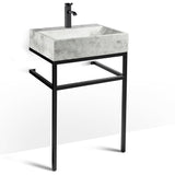 Console de salle de bain noir clair | Lavabo en bloc de marbre glacé | VBT 24"