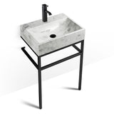 Console de salle de bain noir clair | Lavabo en bloc de marbre glacé | VBT 24"