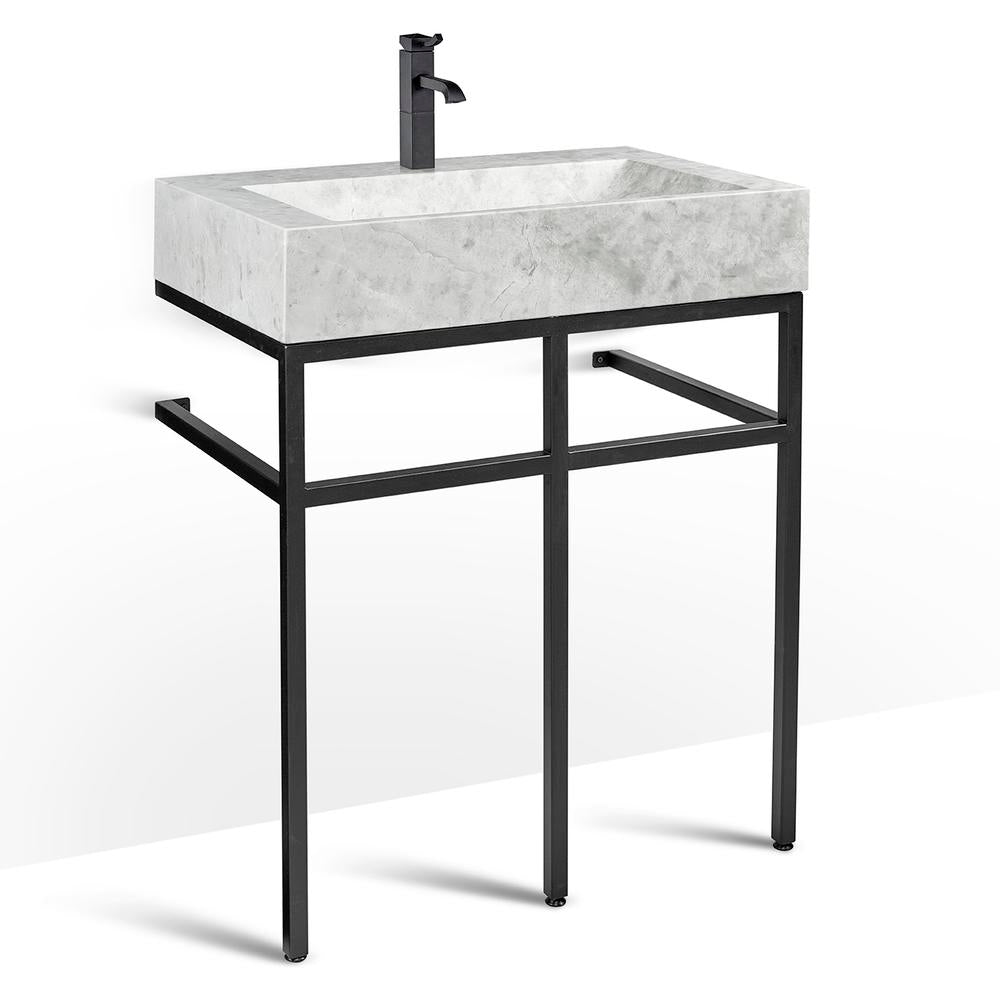 Console de salle de bain noir clair | Lavabo en bloc de marbre glacé | VBT 30