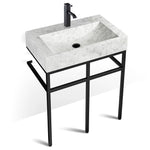 Console de salle de bain noir clair | Lavabo en bloc de marbre glacé | VBT 30"