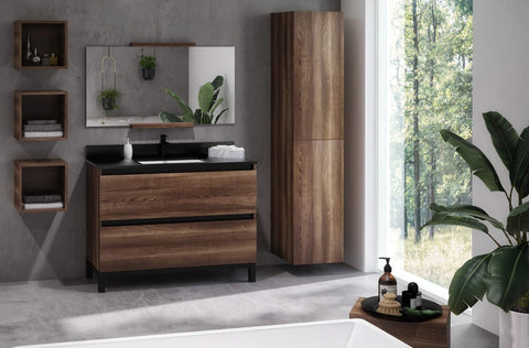 Walnut & Black Freestanding Bathroom Vanity | Sink | VEL 48"