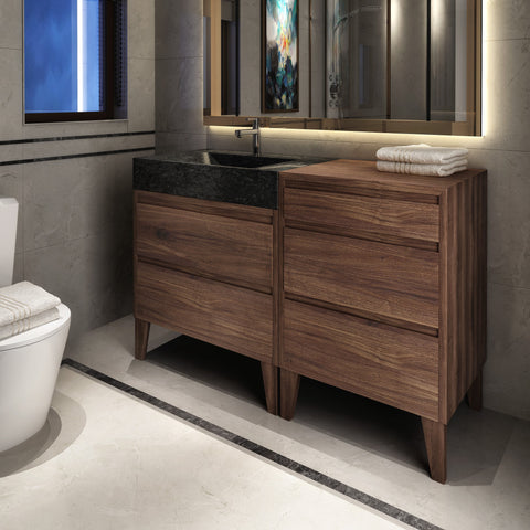 Solid Wood Bathroom Vanity | Drawers | Limestone Sink | VNG 30"+24"